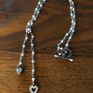 Clear beads & silver style link necklace